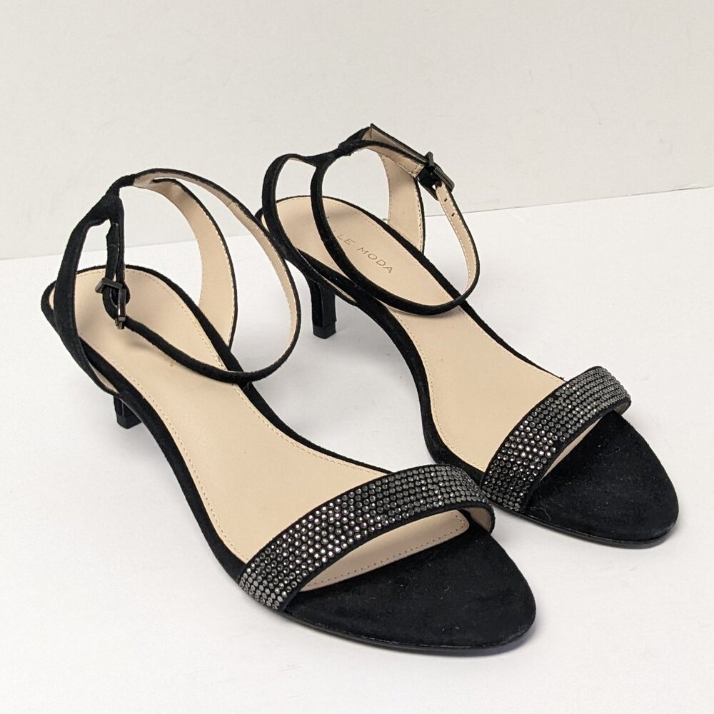 Pelle Moda Fabia Heeled Sandals, Black Suede, Women's 8